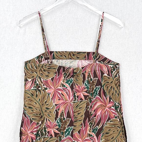 MADEWELL Goldie Linen Mini Dress Womens 2 Tropical Monstera Leaf Print Sumer - Picture 6 of 16